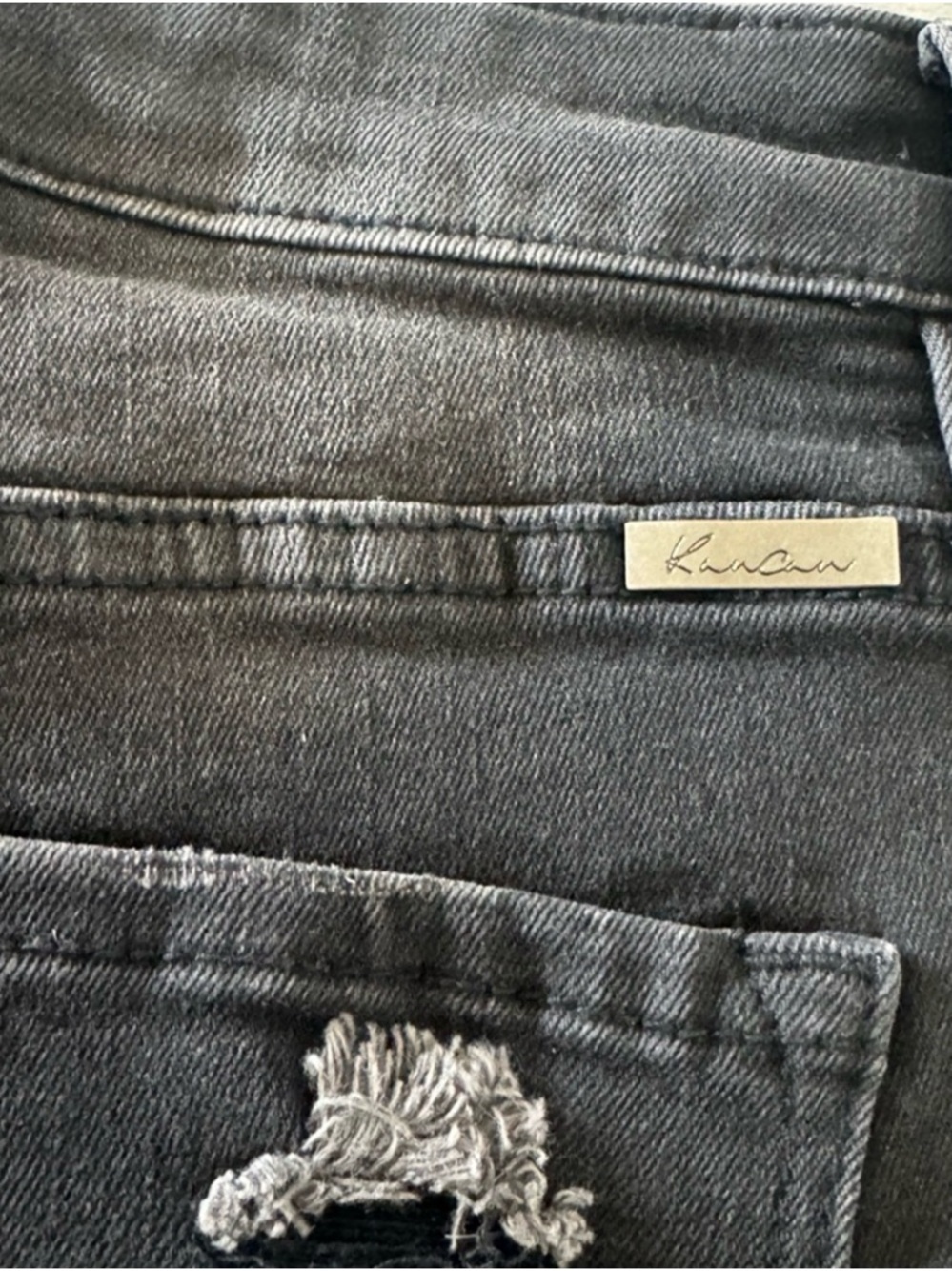 KanCan Black Washed  Distressed denim cut off frayed Shorts size small - Picture 7 of 9